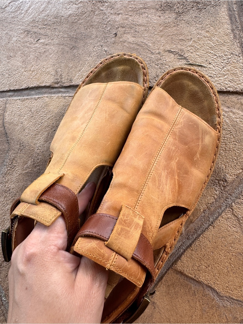 Naot Verbena Leather Ankle Strap Open Toe Comfort Wedge Sandals Tan Brown EU 40 - Picture 6 of 13